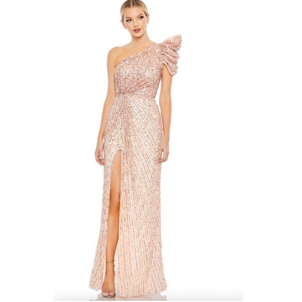 Mac Duggal Asymmetrical Pink Sequin Dress